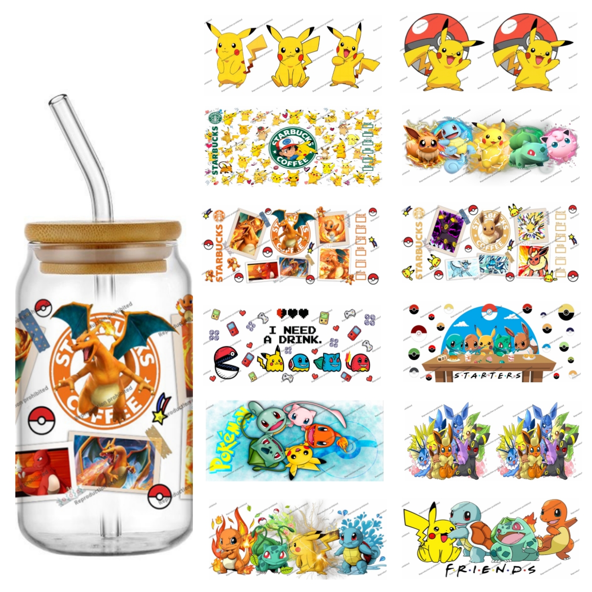 Pokemon pattern UV DTF cup wra - Rdta Tank Glass recensione e prezzo
