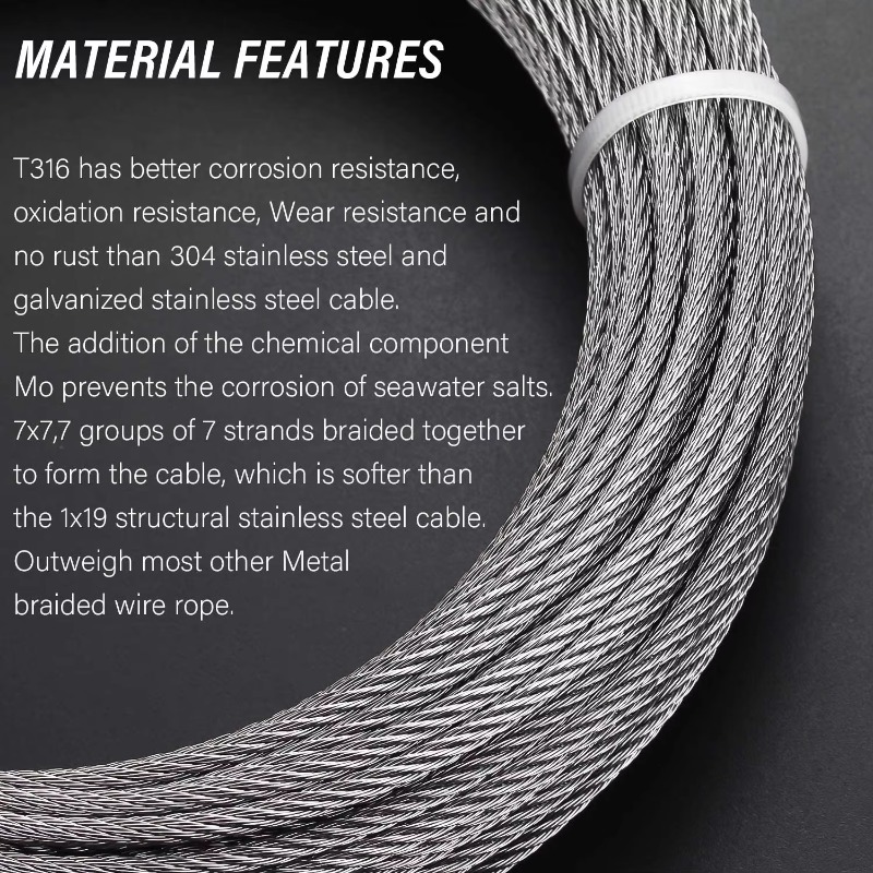 Wire Rope 7X19 Diameter 3.18mm - Stainless Wire Ss316 recensione e prezzo