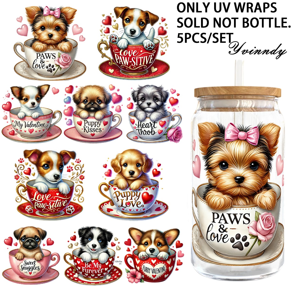 5Pcs/Set Valentines Puppy 16OZ - Rdta Tank Glass recensione e prezzo