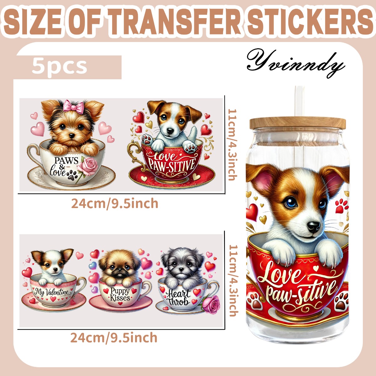 5Pcs/Set Valentines Puppy 16OZ - Rdta Tank Glass recensione e prezzo