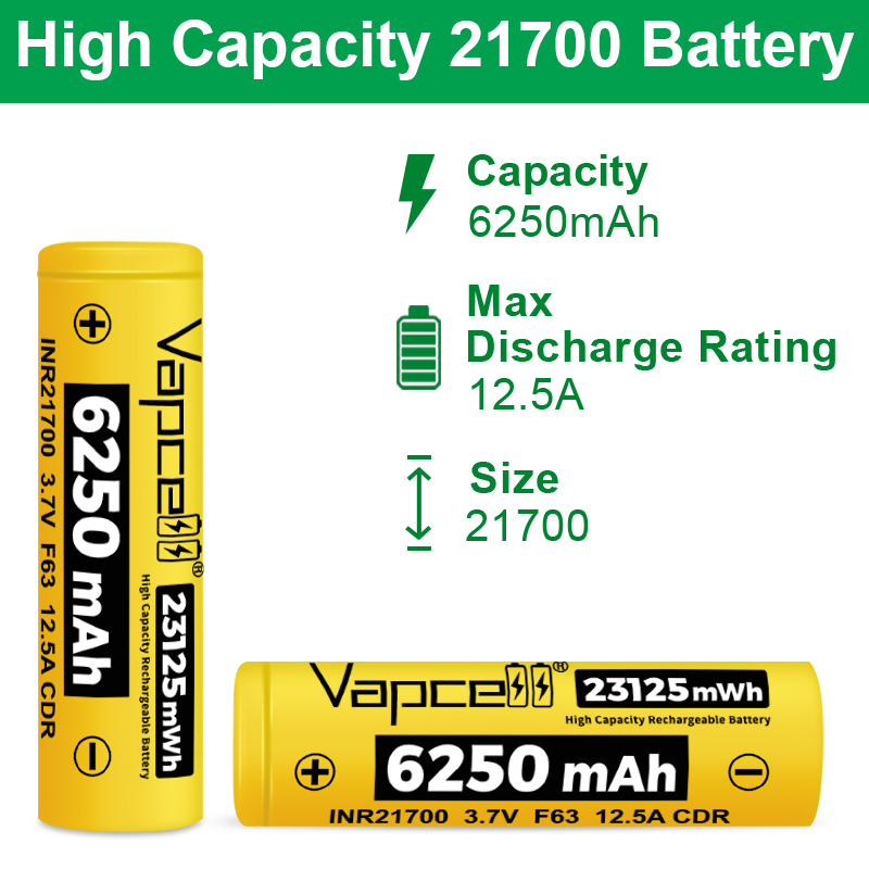New Vapcell F63 21700 Battery  - Vape Battery 18650 recensione e prezzo